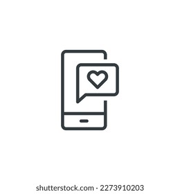 heart mobile phone message love icon, vector illustration