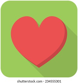 Heart, modern flat icon with long shadow