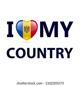 Heart with Moldovan flag design. I Love My Country - Moldova