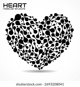 Corazón de la estructura molecular, idea para su diseño, Ilustración vectorial