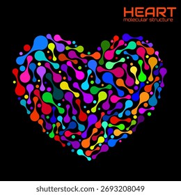 Coração de estrutura molecular, ideia para o seu design, ilustração vetorial