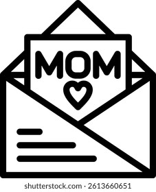 Heart with Mom Letter Line Vector Icon Design