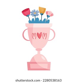 heart in mom trophy with flowers icon