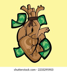 Heart Money bag vector money  background