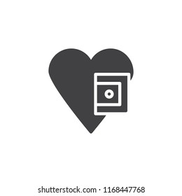 Heart with money vector icon. filled flat sign for mobile concept and web design. Charity simple solid icon. Symbol, logo illustration. Pixel perfect vector graphics