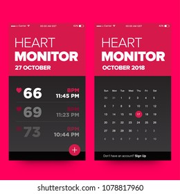 Heart Monitor App with Beats Per Minute BPM UX UI Design for Smart Phones