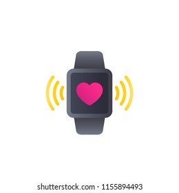 Heart monitor app icon with smart watch