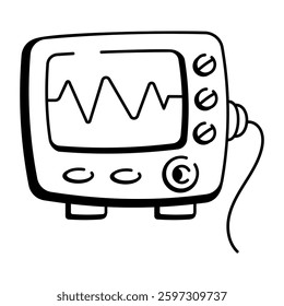 Heart monitor device icon in doodle style
