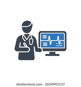 Heart Monitor Diagnosis Icon Isolated On White Background