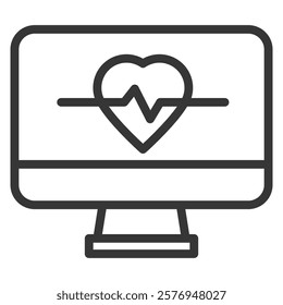 Heart Monitor Icon Lineal Style Vector Illustration