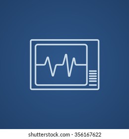 Heart monitor line icon for web, mobile and infographics. Vector light blue icon isolated on blue background.