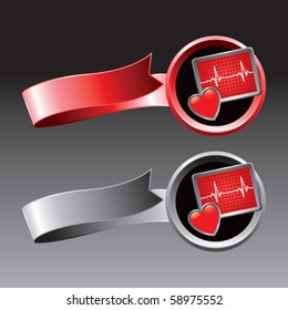 heart monitor red and gray ribbons