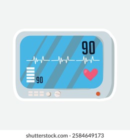 Heart Monitor Sticker - Medical Heartbeat Icon. Sticker featuring a heart monitor with a heartbeat display and heart icon. Perfect for medical, healthcare, and wellness-themed designs