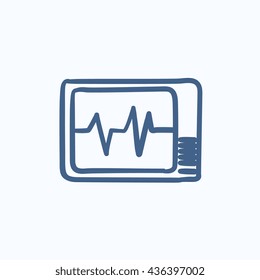 Heart monitor vector sketch icon isolated on background. Hand drawn Heart monitor icon. Heart monitor sketch icon for infographic, website or app.