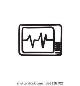 Heart monitor vector sketch icon isolated on background. Hand drawn Heart monitor icon. Heart monitor sketch icon for infographic, website or app.
