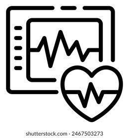 Heart Monitoring Line Icon Symbol