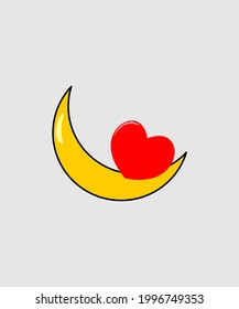 heart and moon icon vector design.