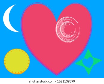 Heart Moon sun valentine love