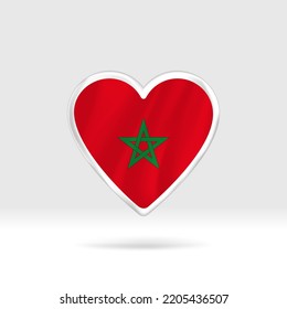Heart from Morocco flag. Silver button heart and flag template. Easy editing and vector in groups. National flag vector illustration on white background.
