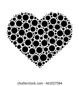 Heart mosaic of black dots. Vector illustration on white background.