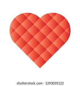 Heart mosaic of square tiles with red gradients. Love symbol. Vector illustration.