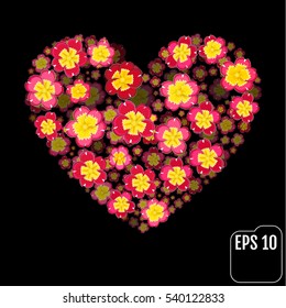Heart from the most gentle primroses. Vector