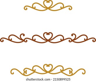 Heart motif simple line decoration vector material set