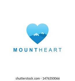 Heart Mountain Flat Logo. Modern tehcnology logo isolated on white background. Simple vector illustration for graphic or web design.