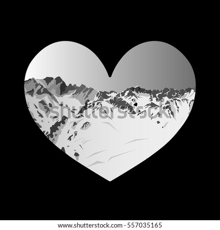 Heart. Mountine in heart.