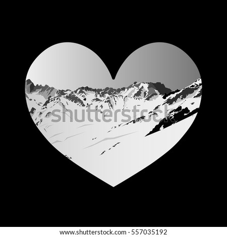 Heart. Mountine in heart.