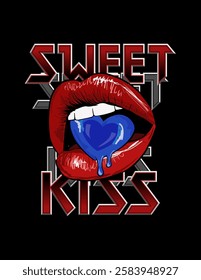 Heart in the mouth of the sweet kiss