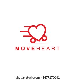 Heart Move Flat Logo. Modern logo isolated on white background. Simple vector illustration for graphic or web design.