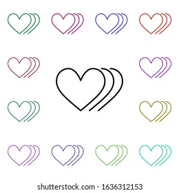 Heart movement multi color style icon. Simple thin line, outline vector of heartbeat icons for ui and ux, website or mobile application