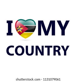 Heart with Mozambican flag colors. I Love My Country - Mozambique