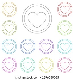 heart multi color icon. Simple thin line, outline vector of web icons for UI and UX, website or mobile application