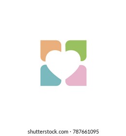 heart multicolor leaf logo element 