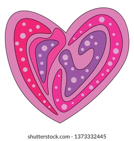 A heart multi-colored with regular patterns and designs symbolize love vector color drawing or illustration 