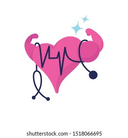  heart with muscle arms vector