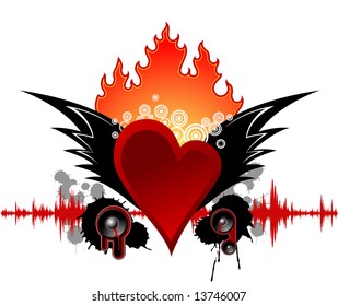 heart music and flame