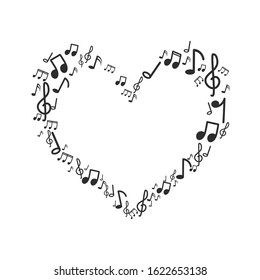 Heart Music Note Design On White Background.