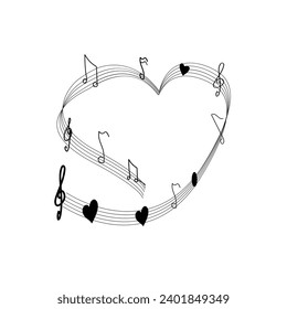 heart and music note for logo web graphic. vector and illustration