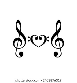 heart and music note for logo web graphic. vector and illustration
