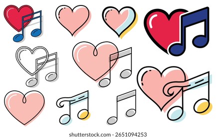 Heart and Music Note, Amor musical, melodia dos namorados, 