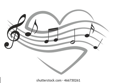 Heart With Music Notes.