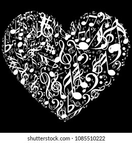 Heart with music symbol icon collection