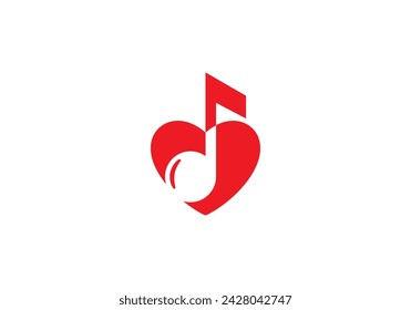 heart with musical notes logo. love music sound recording studio symbol icon design	
