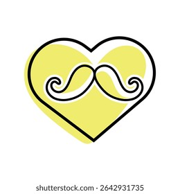 Heart with mustache. Vector illustration