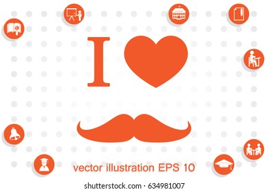 Heart and mustache vector illustration eps10.