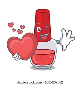 With heart nail polish mascot cartoon