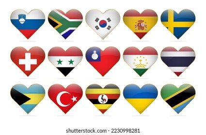 Heart National Flags Of The World Design Template Realistic